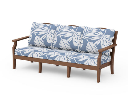 Draper James™ by  POLYWOOD® Savannah Deep Seating Sofa in Teak / Leaf Sky Blue