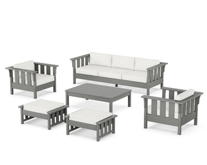 Martha Stewart by POLYWOOD® Acadia 6-Piece Lounge Sofa Set in Slate Grey / Natural Linen