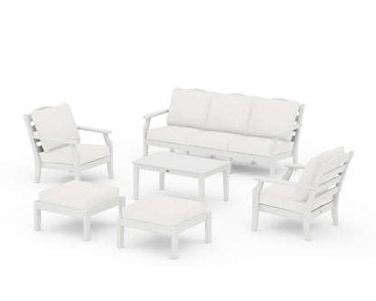 Draper James™ by  POLYWOOD® Savannah 6-Piece Lounge Sofa Set in White / Natural Linen