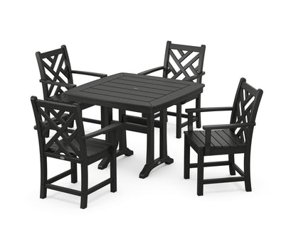POLYWOOD® Chippendale 5-Piece Dining Set with Trestle Legs in Black