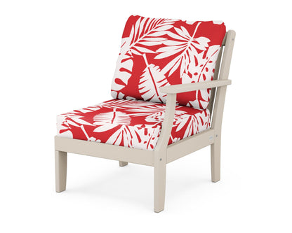 POLYWOOD® Braxton Modular Right Arm Chair in Sand / Leaf Crimson