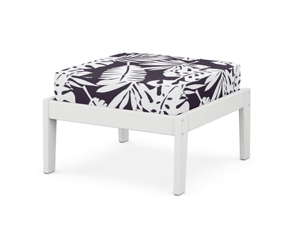 Unbranded Deep Seating Ottoman in White / Leaf Navy
