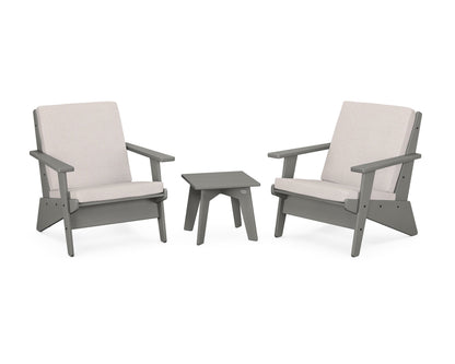 POLYWOOD® Riviera Modern Lounge 3-Piece Set in Slate Grey / Dune Burlap