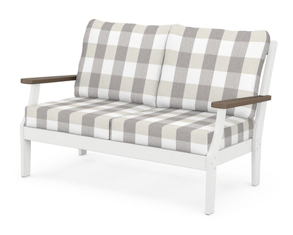 POLYWOOD® Braxton Deep Seating Loveseat in White / Kona / Buffalo Plaid Grey Mist