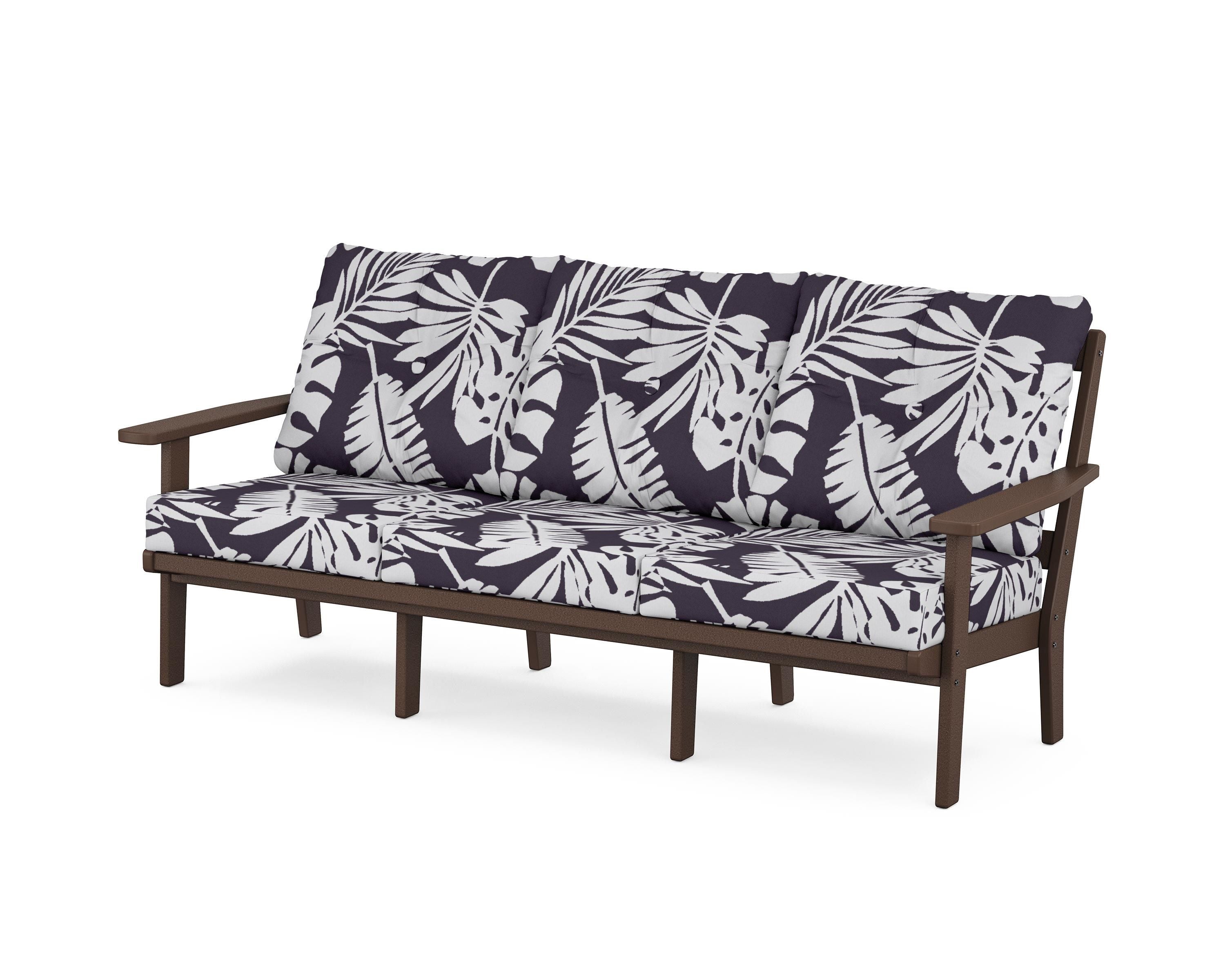POLYWOOD® Prairie Deep Seating Sofa in Mahogany / Leaf Navy