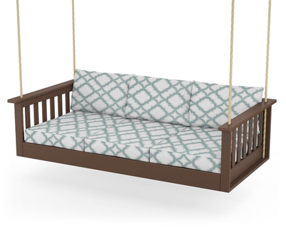 POLYWOOD® Vineyard Daybed Swing in Mahogany / Trellis Glacier Spa