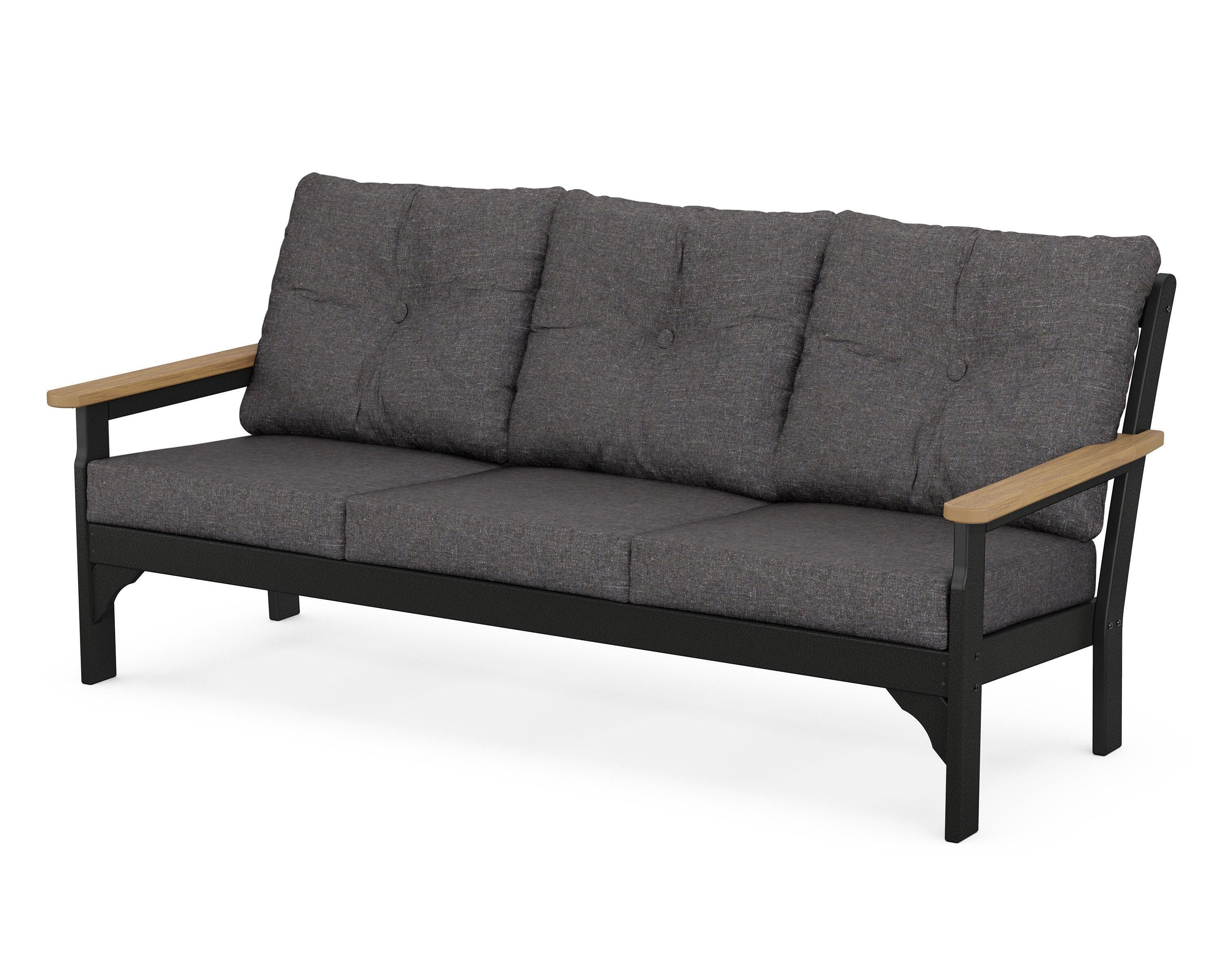 POLYWOOD® Vineyard Deep Seating Sofa in Black / Natural / Ash Charcoal