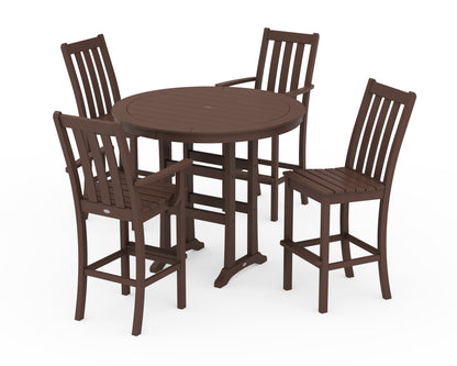 POLYWOOD® Vineyard 5-Piece Nautical Trestle Bar Set in Mahogany