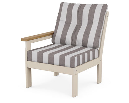 POLYWOOD® Vineyard Modular Left Arm Chair in Sand / Natural / Cabana Stripe Grey Mist