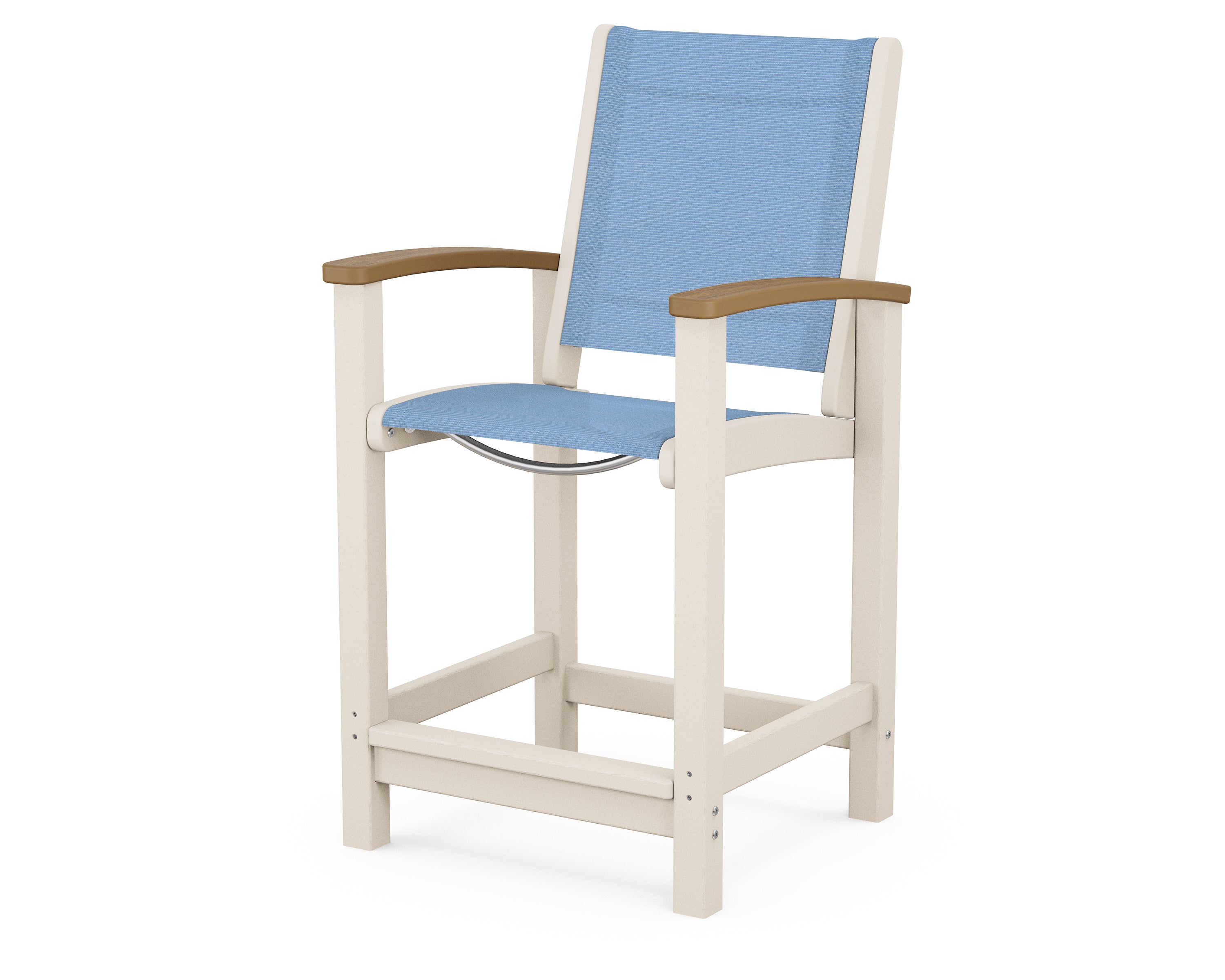 POLYWOOD® Coastal Counter Chair in Sand / Natural / Poolside Sling
