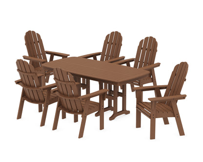 POLYWOOD® Vineyard Curveback Adirondack Chair 7-Piece Dining Set in Teak