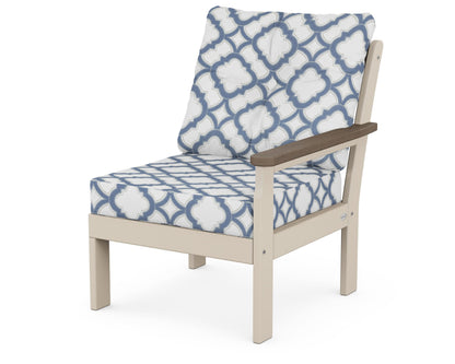 POLYWOOD® Vineyard Modular Right Arm Chair in Sand / Kona / Trellis Sky Blue