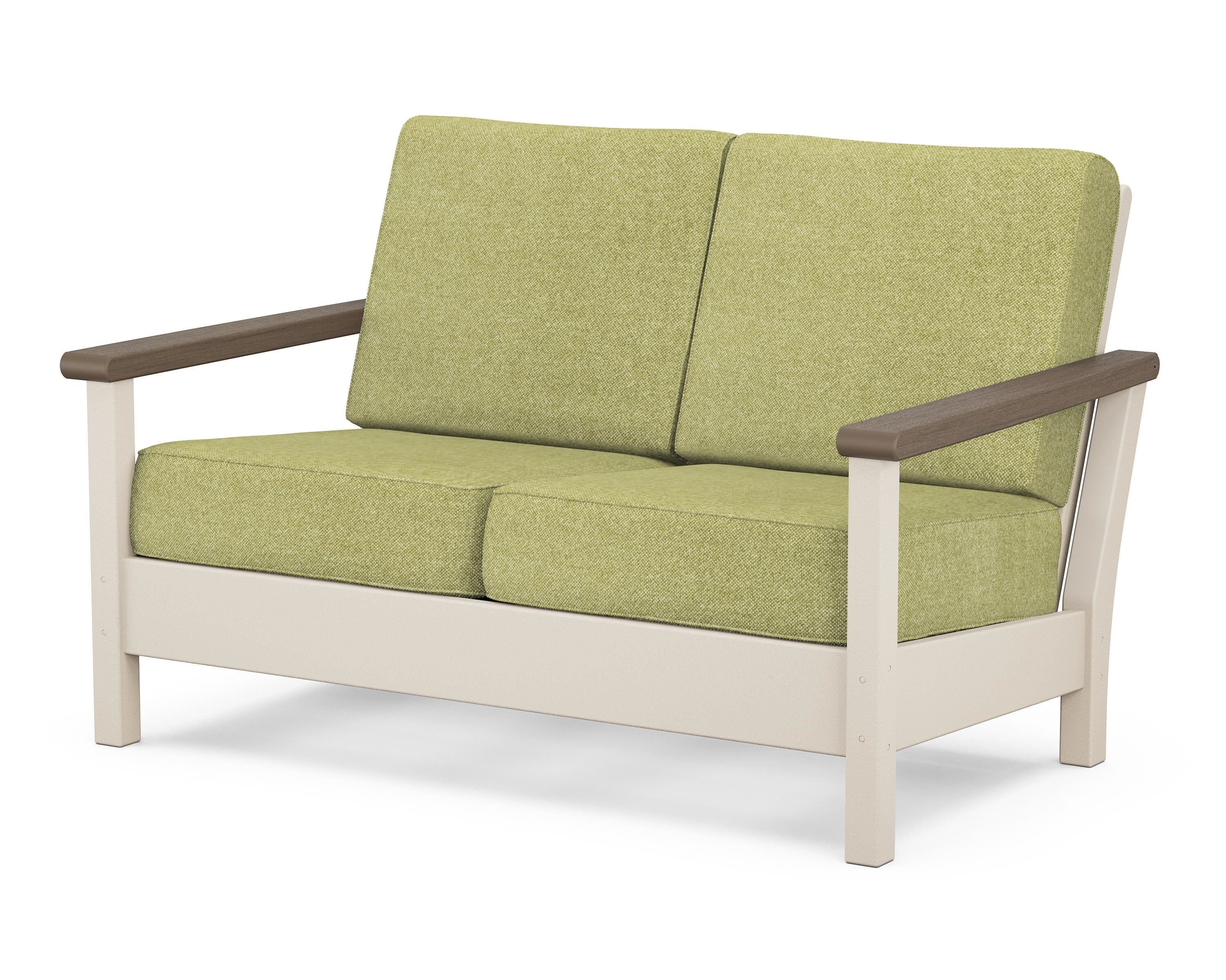 POLYWOOD® Harbour Deep Seating Loveseat in Sand / Kona / Chartreuse Boucle