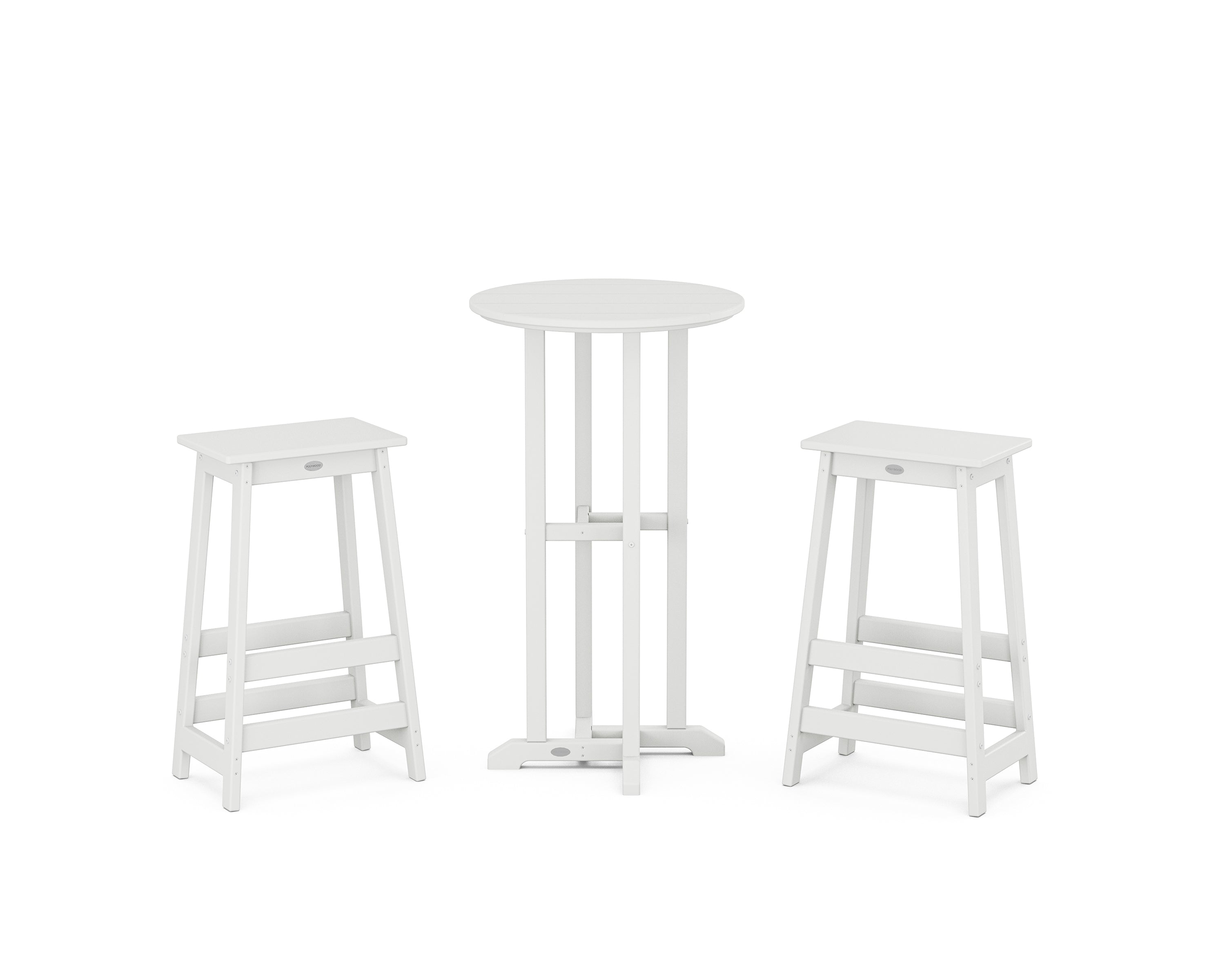 POLYWOOD® Modern Studio Bar Stool 3-Piece Bistro Set in White