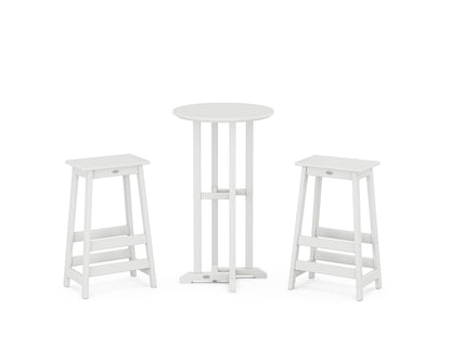POLYWOOD® Modern Studio Bar Stool 3-Piece Bistro Set in White