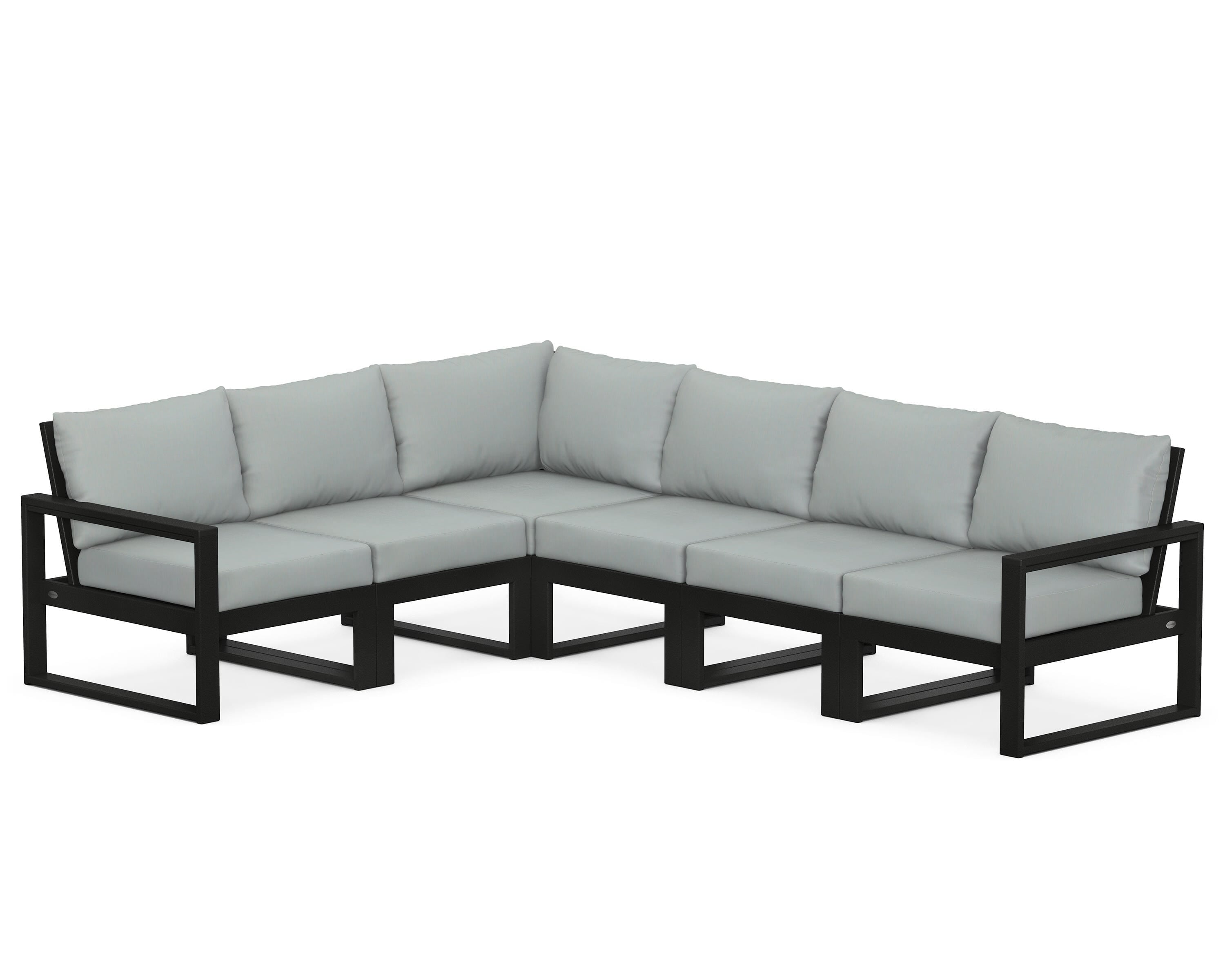 POLYWOOD® EDGE 6-Piece Modular Deep Seating Set in Black / Spa
