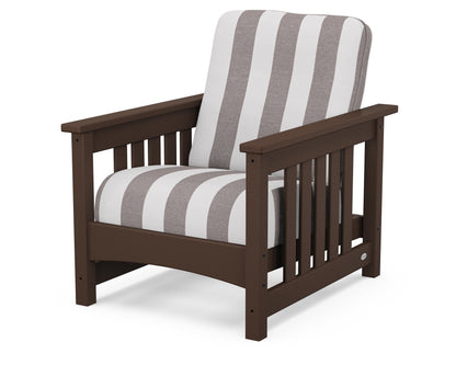 POLYWOOD® Club Mission Chair in Mahogany / Cabana Stripe Grey Mist
