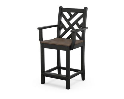 POLYWOOD® Chippendale Counter Arm Chair in Black / Kona