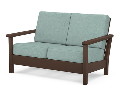 POLYWOOD® Harbour Deep Seating Loveseat in Mahogany / Glacier Spa