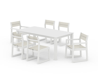 POLYWOOD® EDGE Sling 7-Piece Parsons Dining Set in White / Parchment Sling
