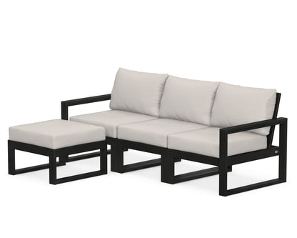 POLYWOOD® EDGE 4-Piece Modular Deep Seating Set with Ottoman in Black / Cast Ash