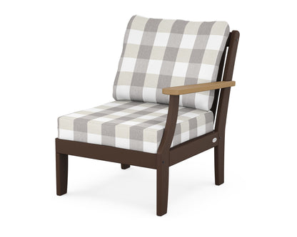 POLYWOOD® Braxton Modular Right Arm Chair in Mahogany / Natural / Buffalo Plaid Grey Mist