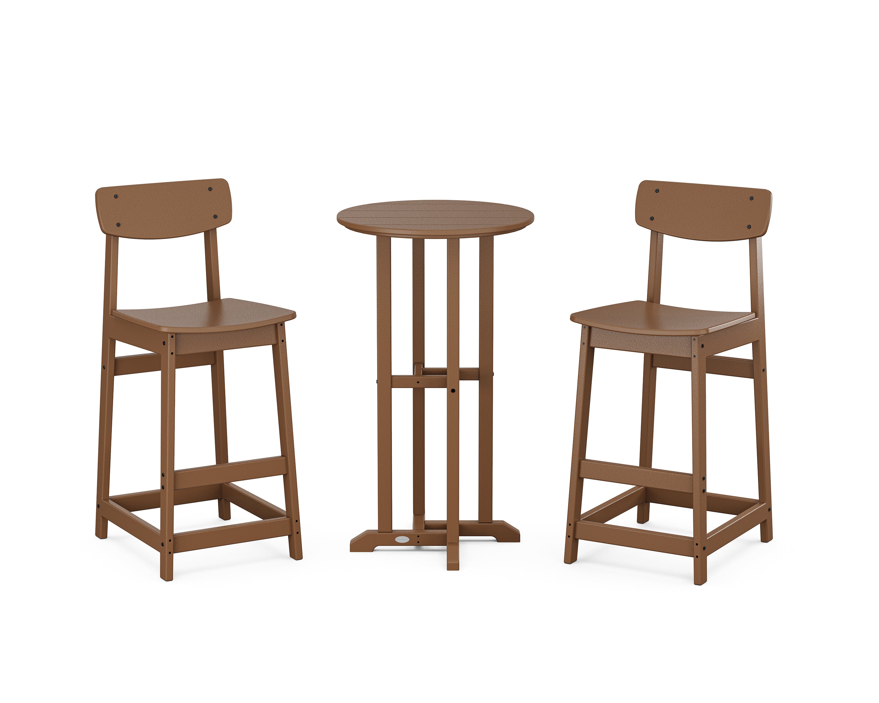 POLYWOOD® Modern Studio Urban Bar Chair 3-Piece Bistro Set in Teak