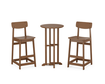 POLYWOOD® Modern Studio Urban Bar Chair 3-Piece Bistro Set in Teak