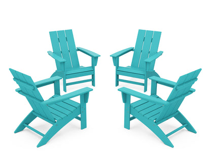 POLYWOOD® 4-Piece Modern Adirondack Chair Conversation Set in Aruba