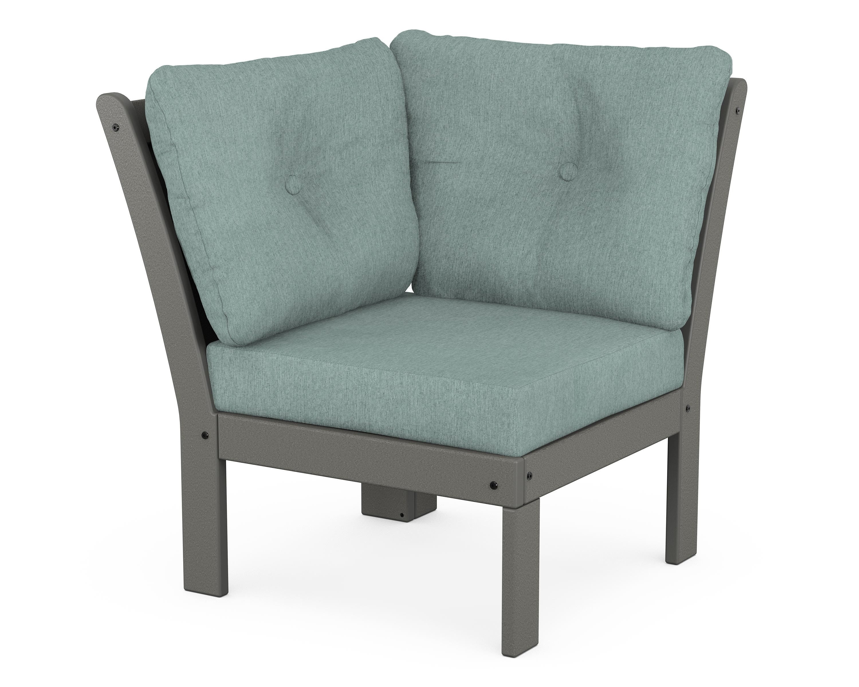 POLYWOOD® Vineyard Modular Corner Chair in Slate Grey / Glacier Spa