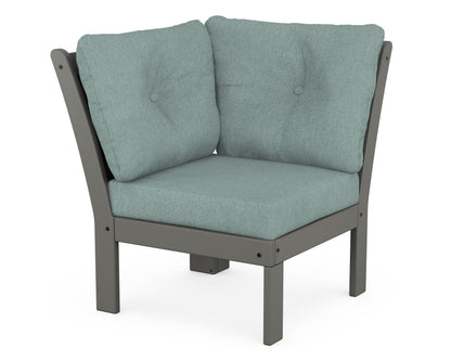 POLYWOOD® Vineyard Modular Corner Chair in Slate Grey / Glacier Spa