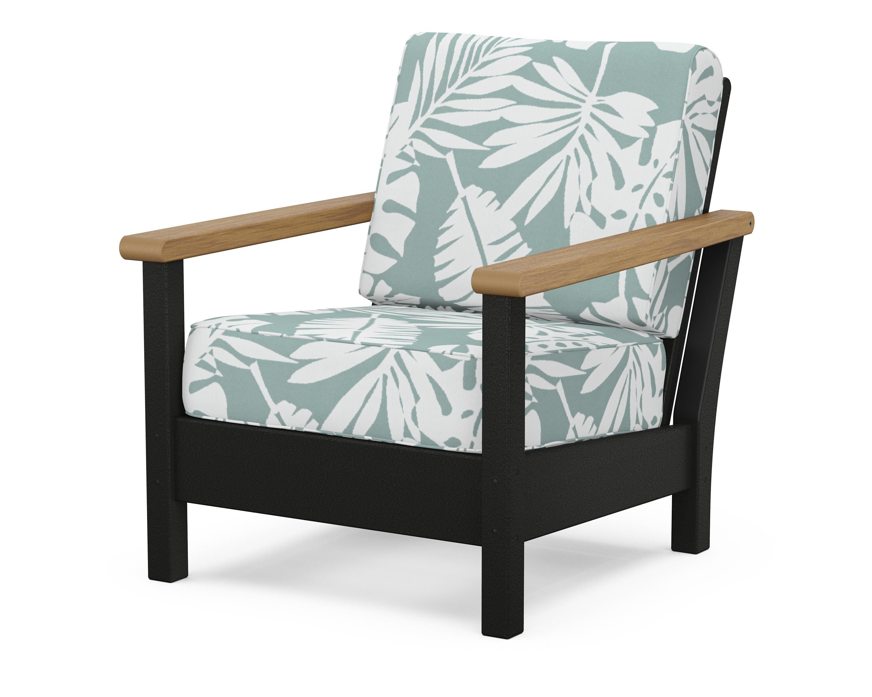 POLYWOOD® Harbour Deep Seating Chair in Black / Natural / Leaf Glacier Spa