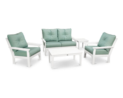 POLYWOOD® Vineyard 5-Piece Deep Seating Set in White / Spa