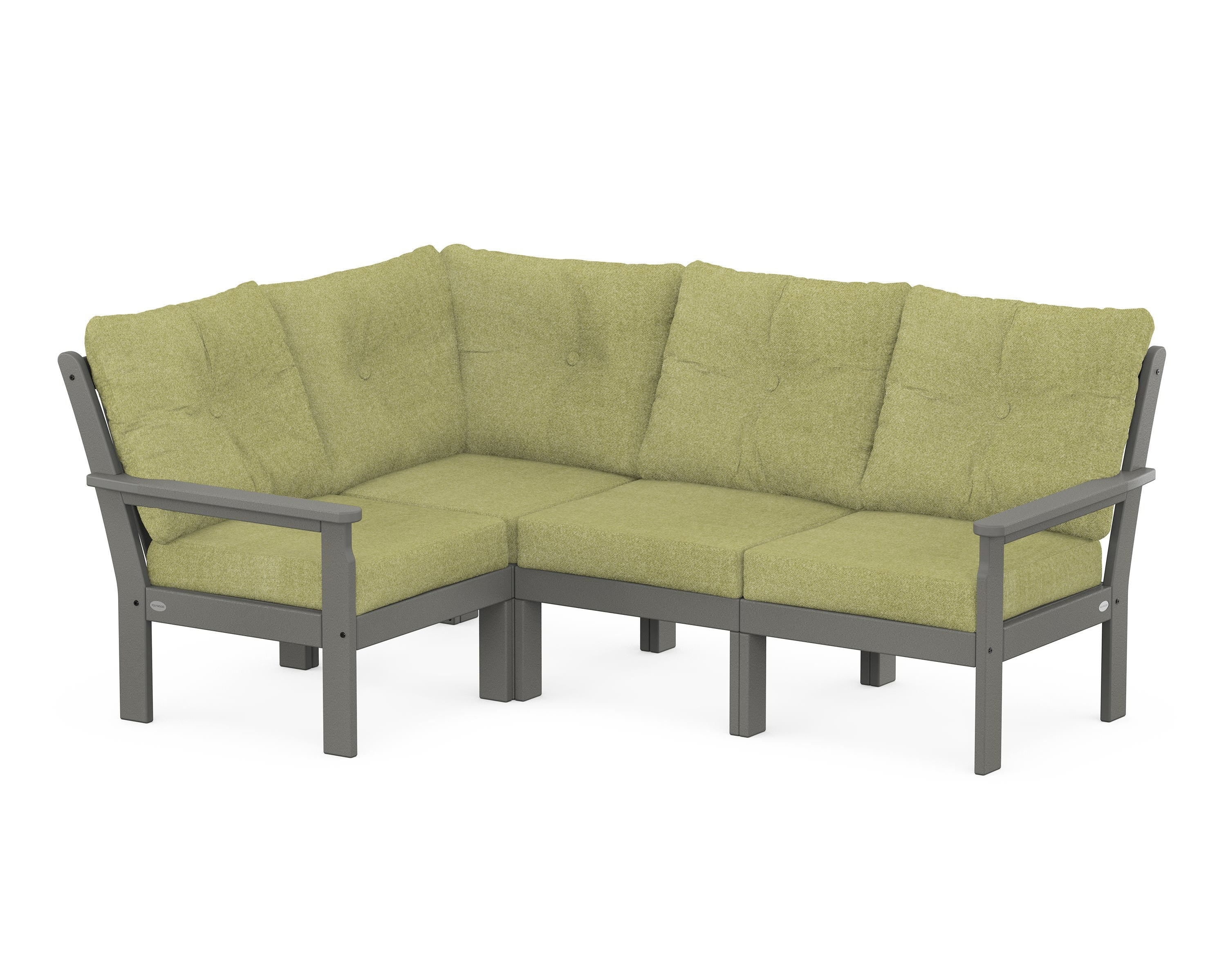 POLYWOOD® Vineyard 4-Piece Sectional in Slate Grey / Chartreuse Boucle