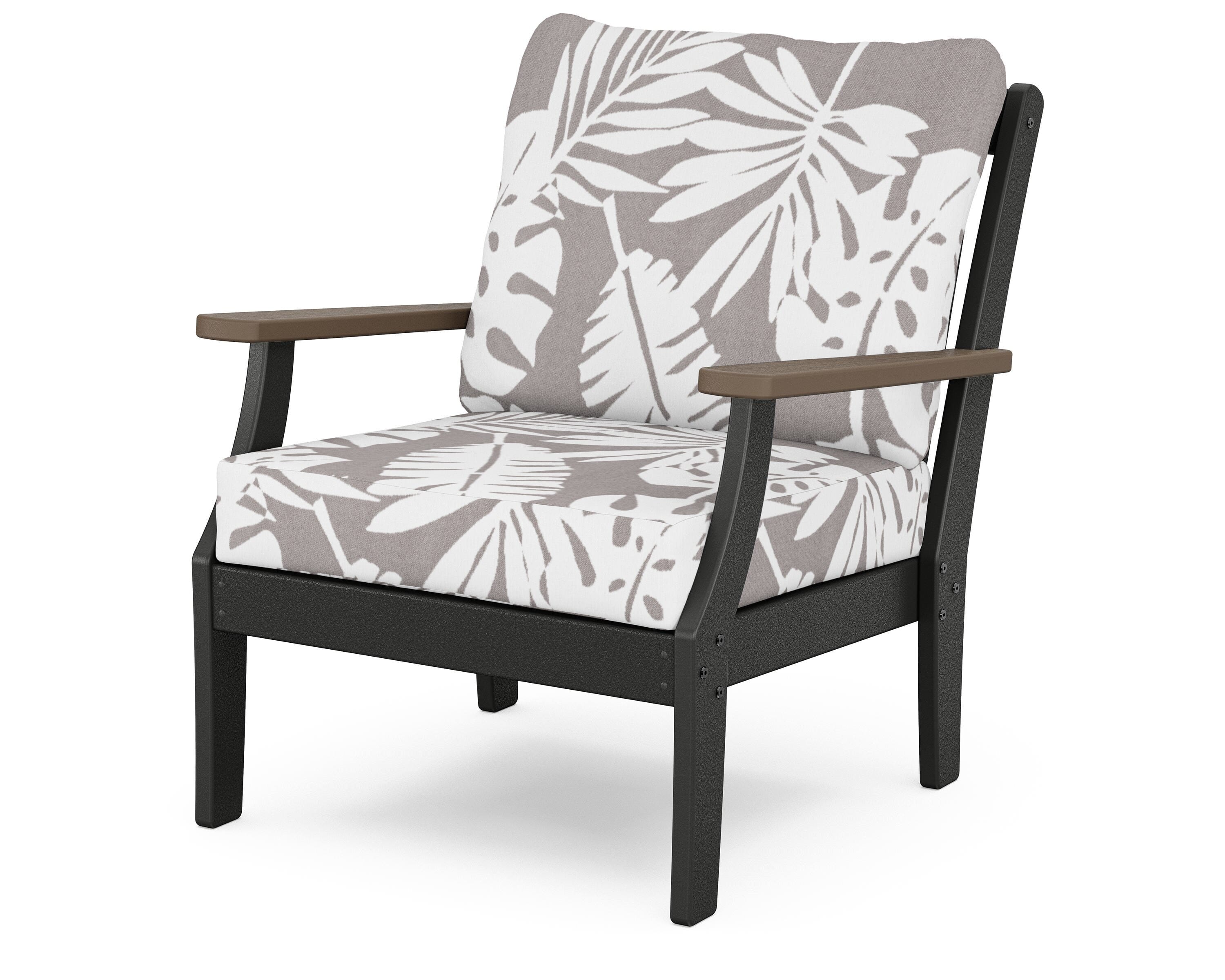 POLYWOOD® Braxton Deep Seating Chair in Black / Kona / Leaf Grey Mist