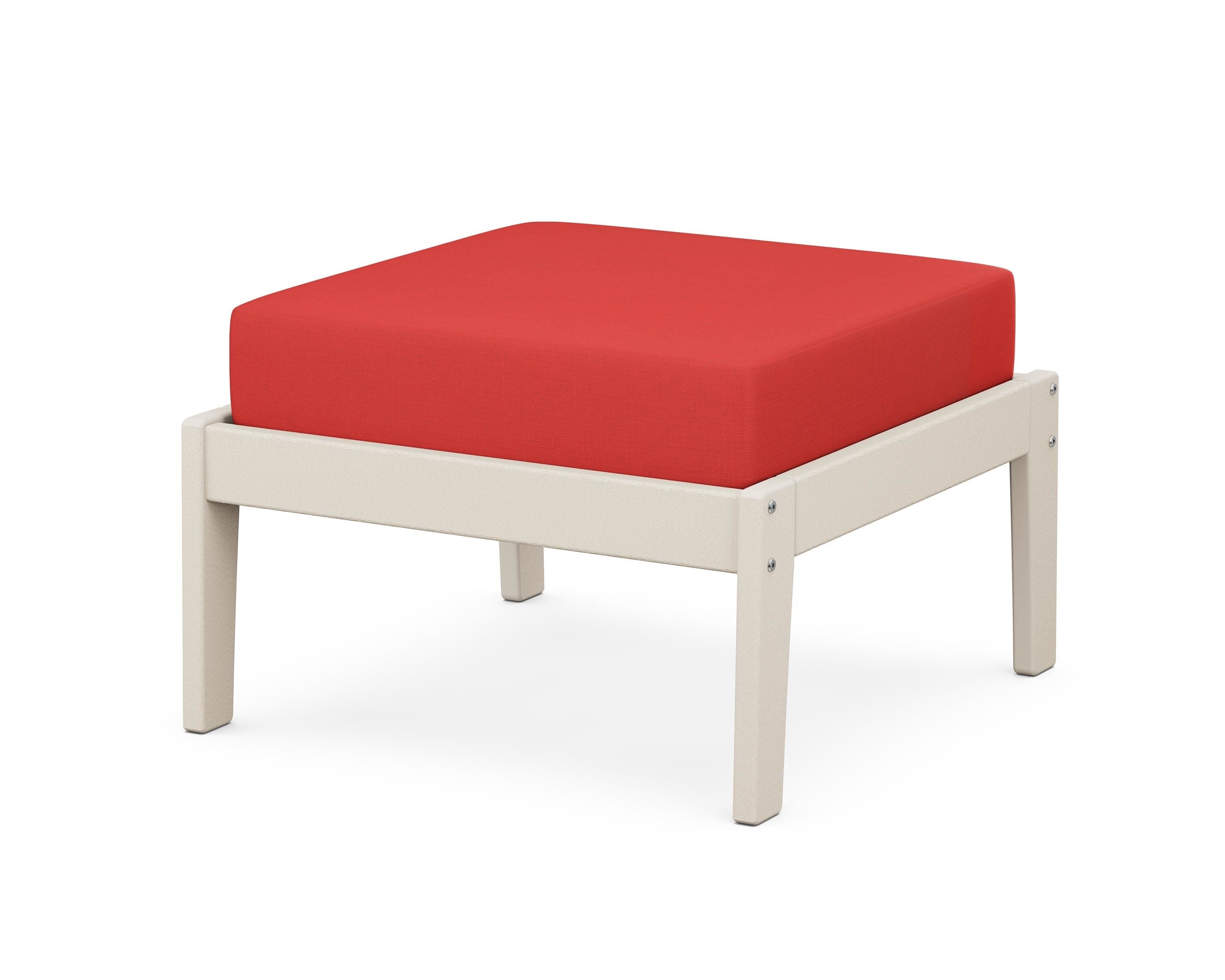 Unbranded Deep Seating Ottoman in Sand / Crimson Linen