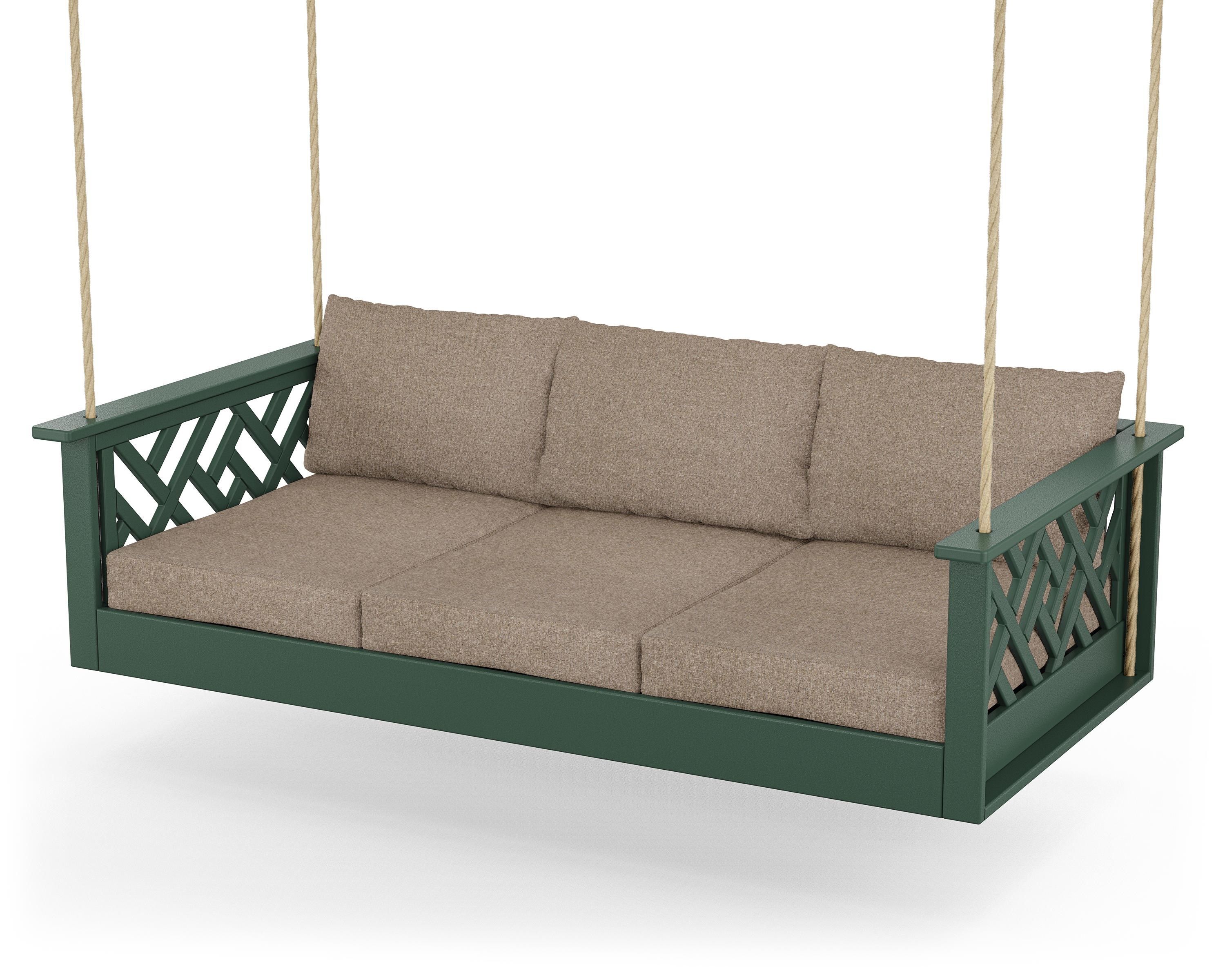 POLYWOOD® Chippendale Daybed Swing in Green / Spiced Burlap