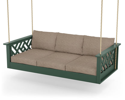 POLYWOOD® Chippendale Daybed Swing in Green / Spiced Burlap