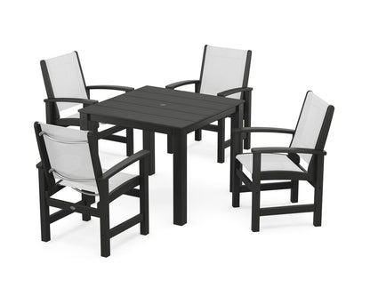 POLYWOOD® Coastal 5-Piece Parsons Dining Set in Black / White Sling