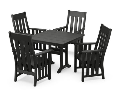 Martha Stewart by POLYWOOD® Acadia 5-Piece Farmhouse Dining Set with Trestle Legs in Black