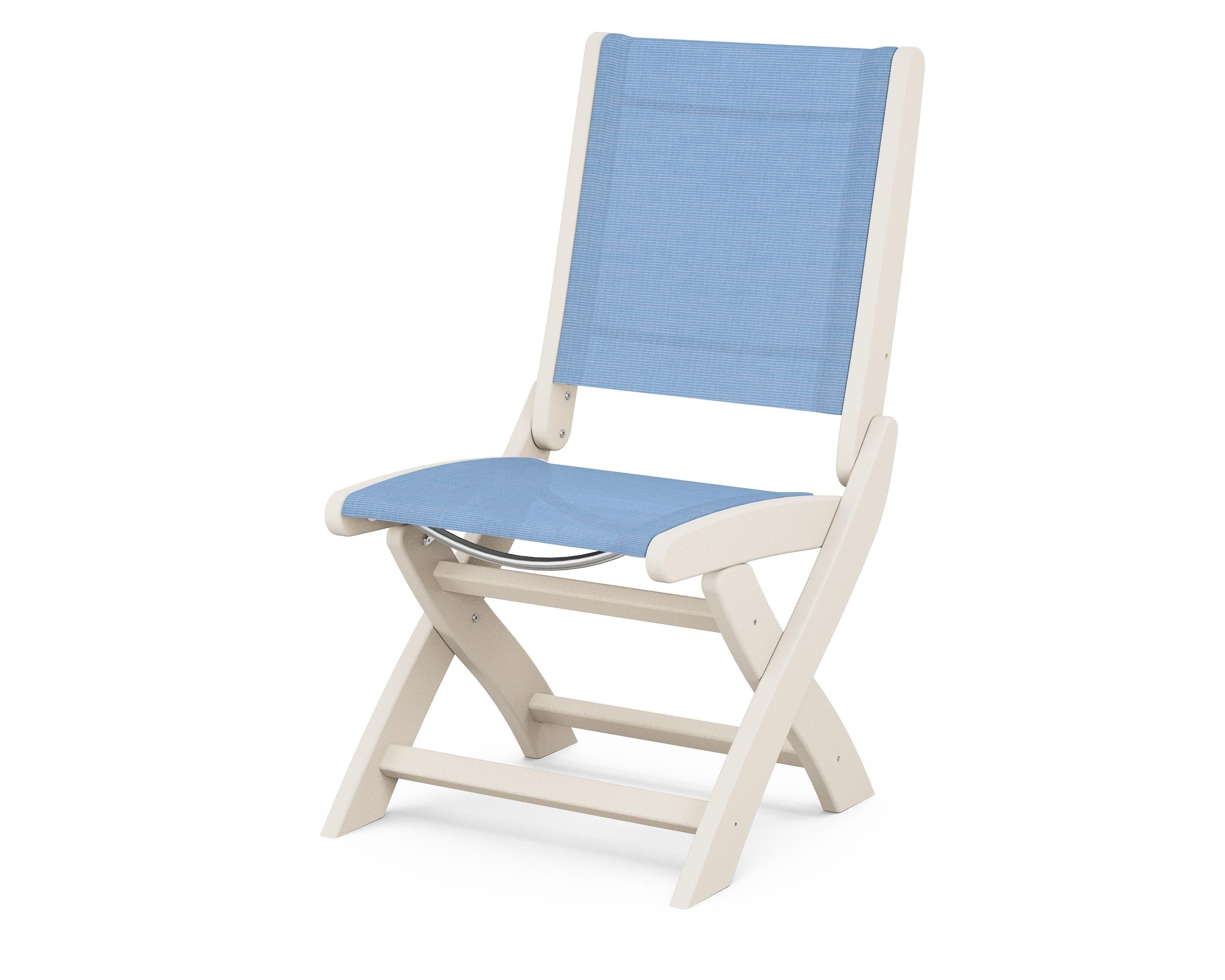 POLYWOOD® Coastal Folding Side Chair in Sand / Poolside Sling