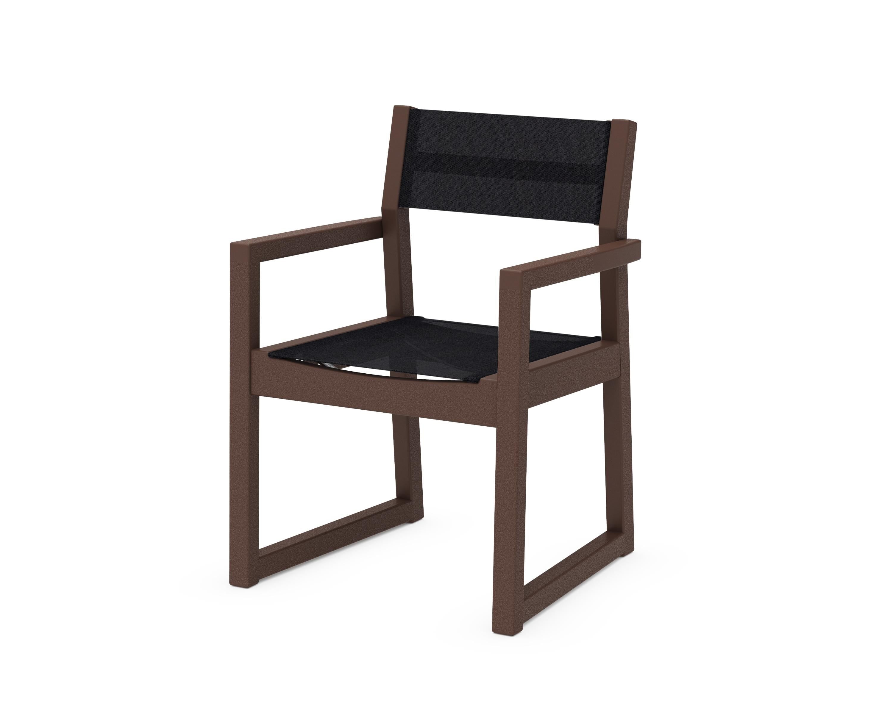 POLYWOOD® EDGE Sling Dining Arm Chair in Mahogany / Black Sling