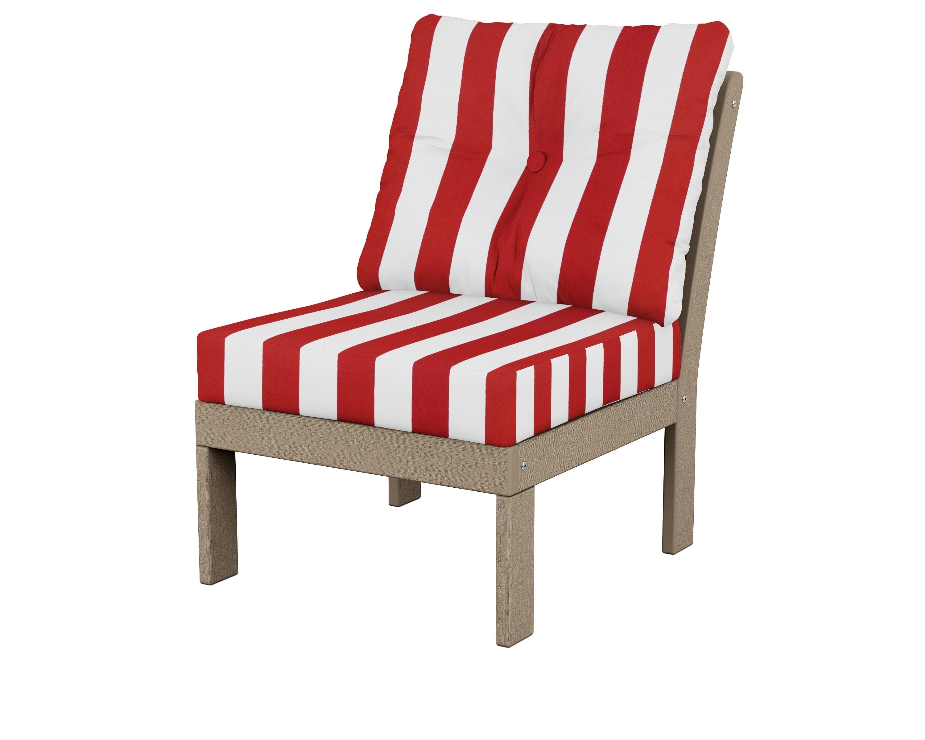POLYWOOD® Vineyard Modular Armless Chair in Vintage Sahara / Cabana Stripe Crimson