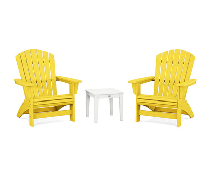 POLYWOOD® 3-Piece Nautical Grand Adirondack Set in Lemon / White