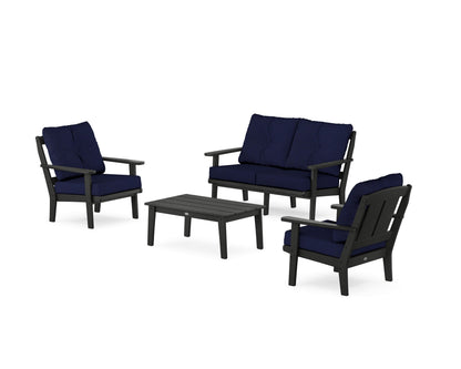 POLYWOOD® Mission 4-Piece Deep Seating Set with Loveseat in Black / Navy