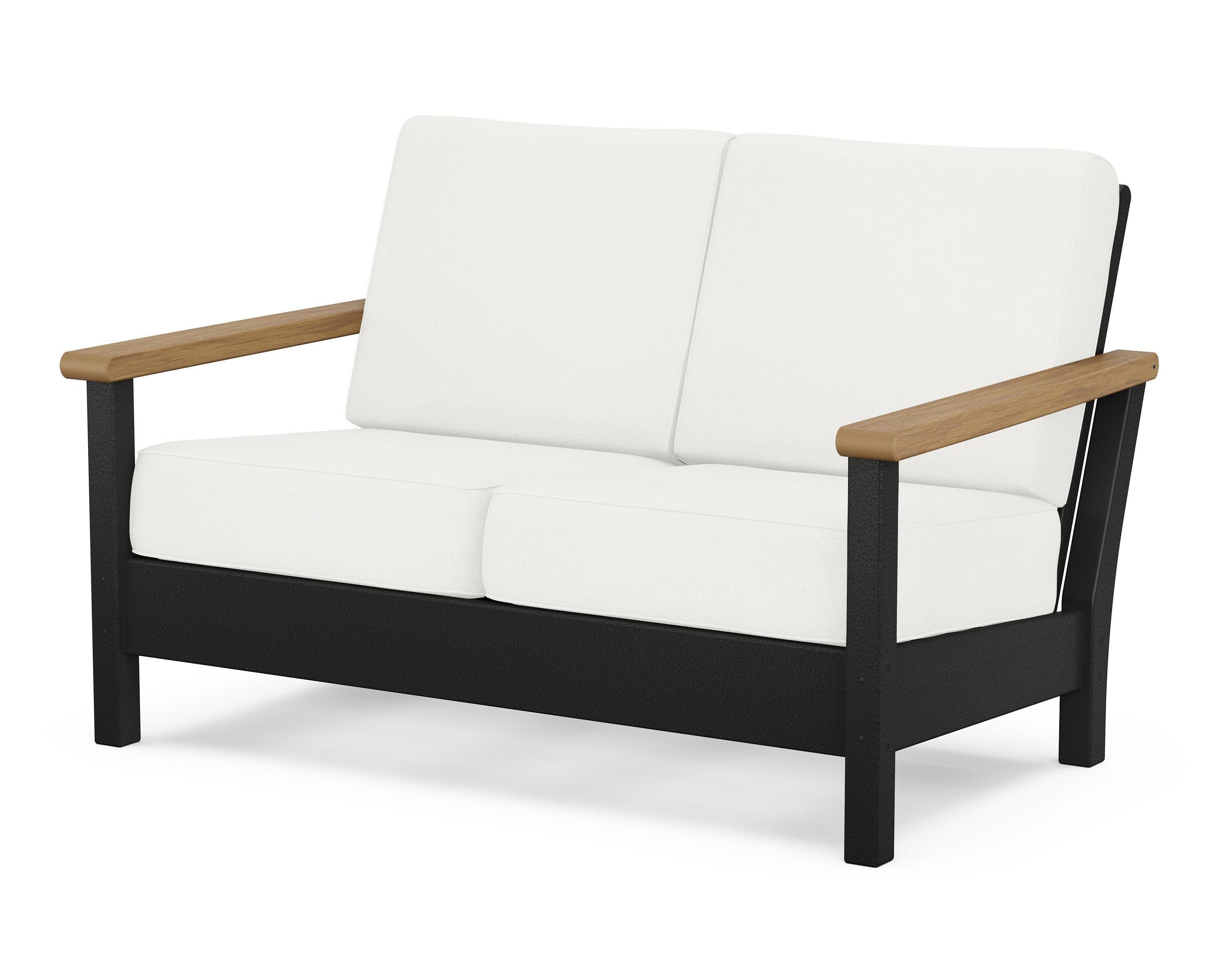POLYWOOD® Harbour Deep Seating Loveseat in Black / Natural / Natural Linen