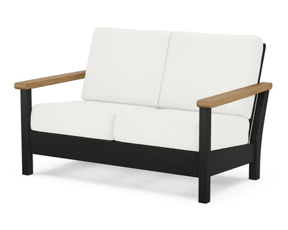 POLYWOOD® Harbour Deep Seating Loveseat in Black / Natural / Natural Linen
