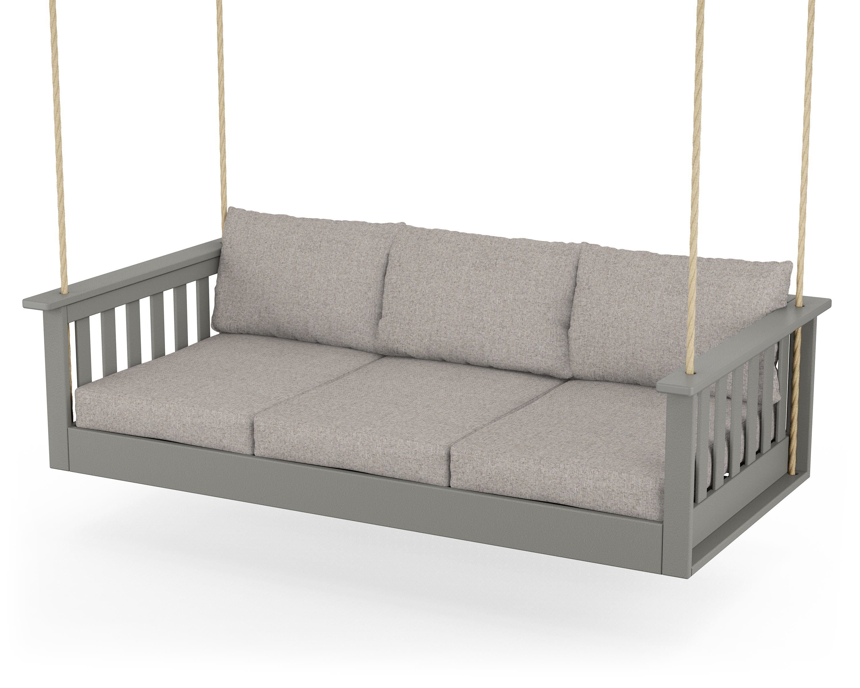 POLYWOOD® Vineyard Daybed Swing in Slate Grey / Weathered Tweed