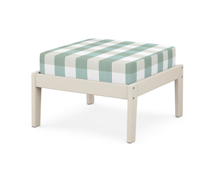 Unbranded Deep Seating Ottoman in Sand / Buffalo Plaid Glacier Spa