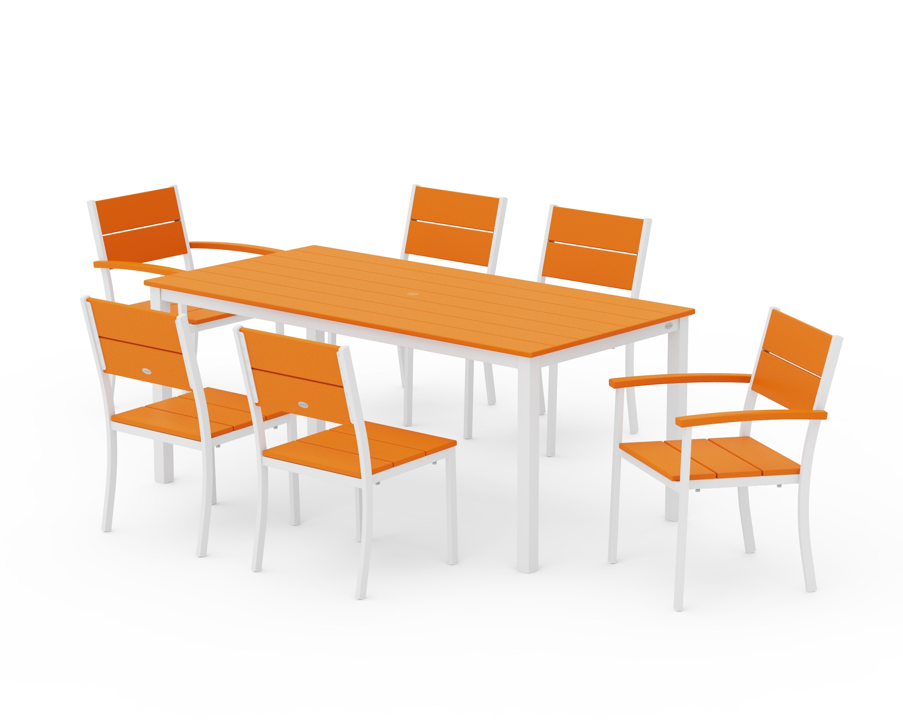 POLYWOOD® Main Street 7-Piece Dining Set in White / Tangerine